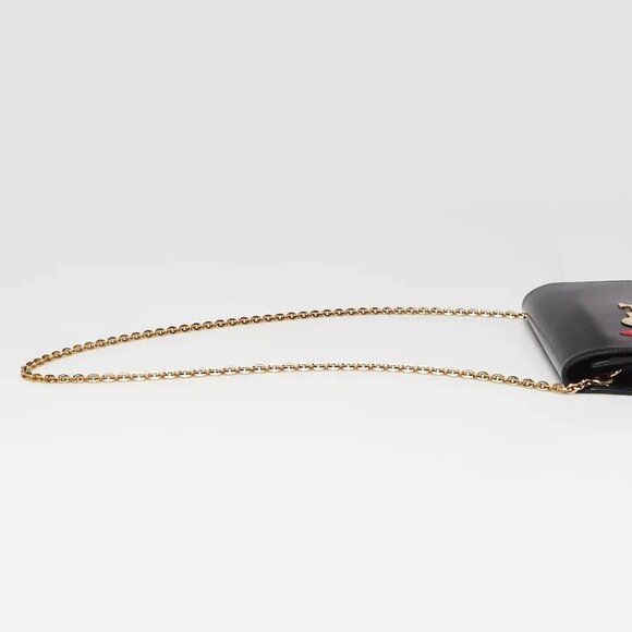 Louis Vuitton Black Leather Python Chain Louise Iris Blossom Clutch Bag - Picture 9 of 12